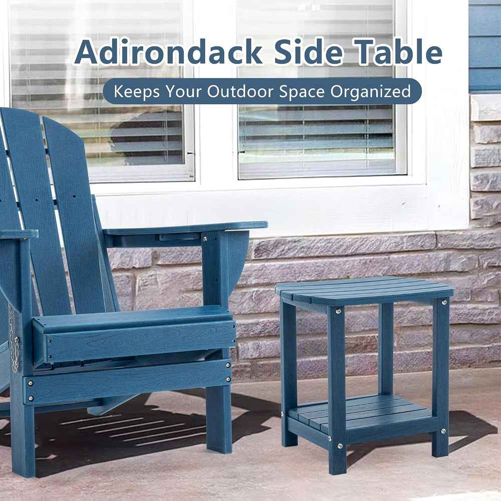 Adirondack Small Outdoor Side Table - Weatherproof HDPE Patio End Table with ...
