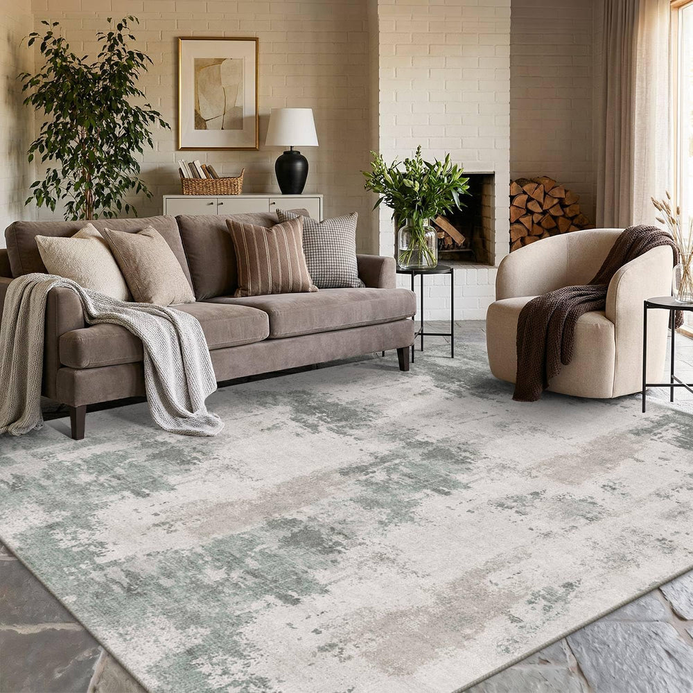 Rugxara 6x9 Green Modern Abstract Washable Rug for Living Room