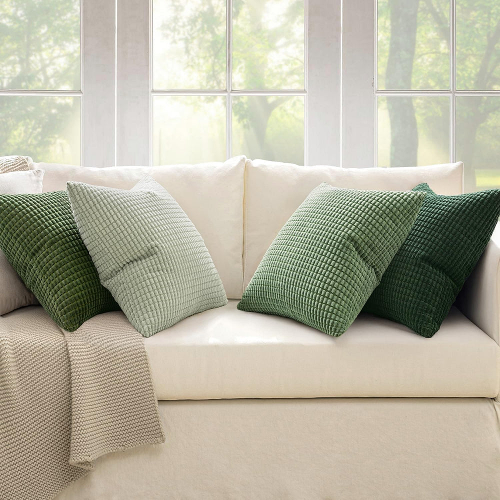 MIULEE Boho Euro Decorative Pillow Covers 24x24 Inch Set of 4 Forest Green