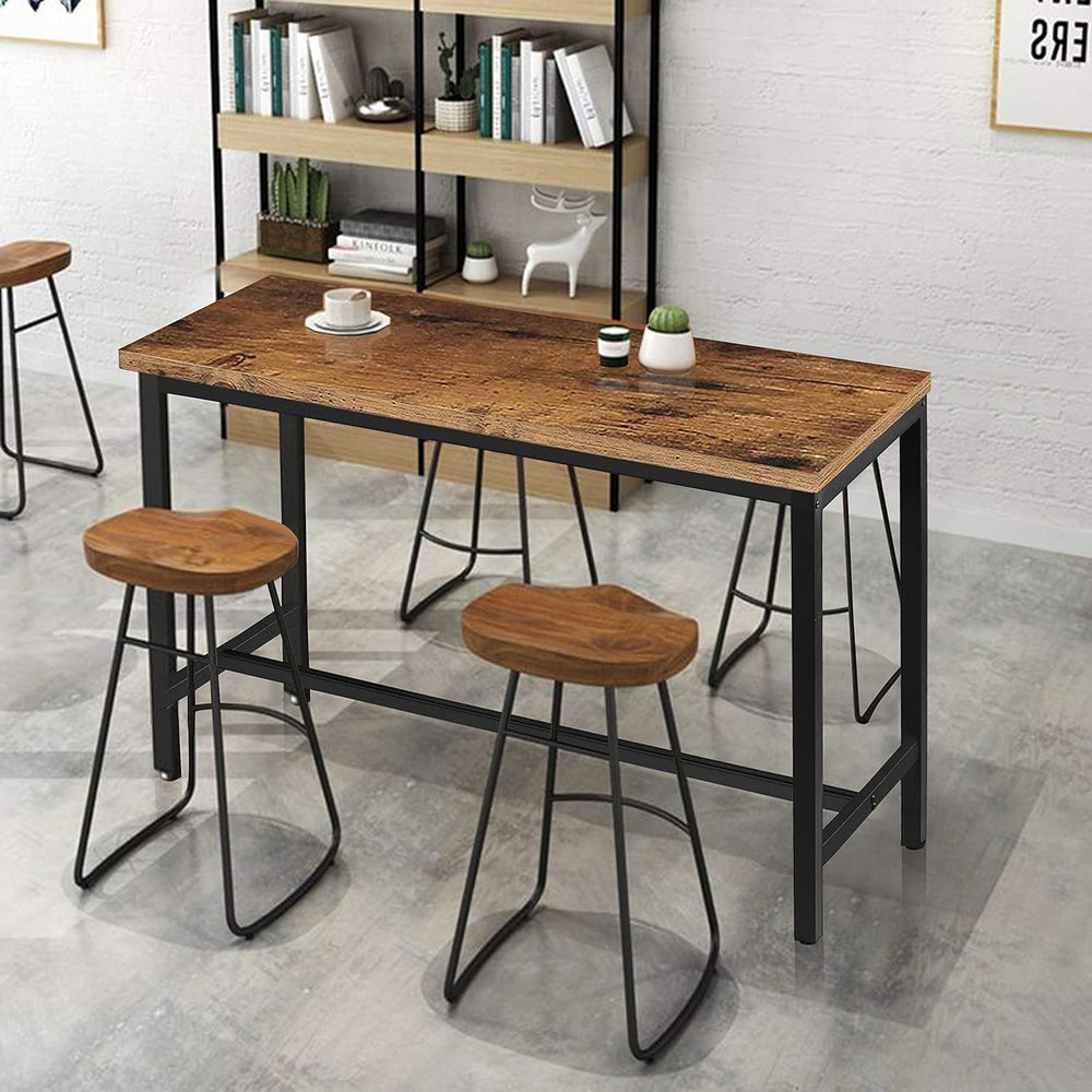 VEIKOU 47'' Industrial Bar Height Table, High Pub Table with Adjustab...