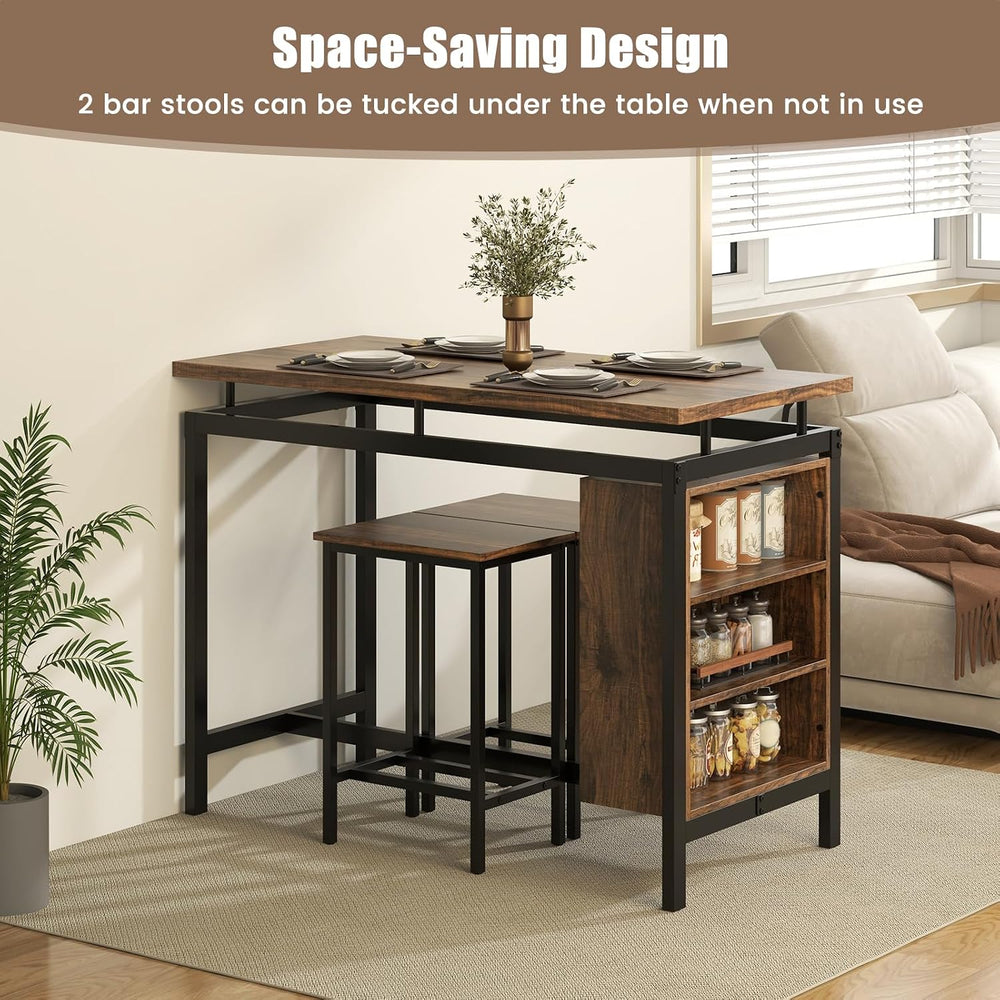 GIANTEX 3-Piece Dining Table Set - Counter Height Dining Table Set with 2 Bar...