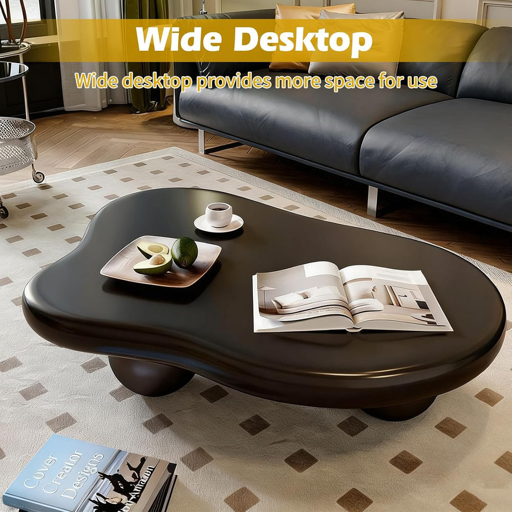 44” Cloud Shaped Coffee Table, Modern Irregular Oval Pedestal Coffee Tables w...