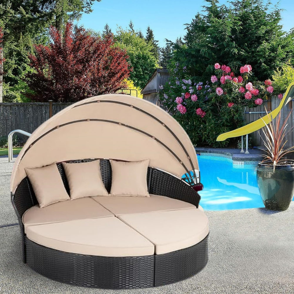 Outdoor 66in Round Daybed Replacement Canopy Cover,Khaki