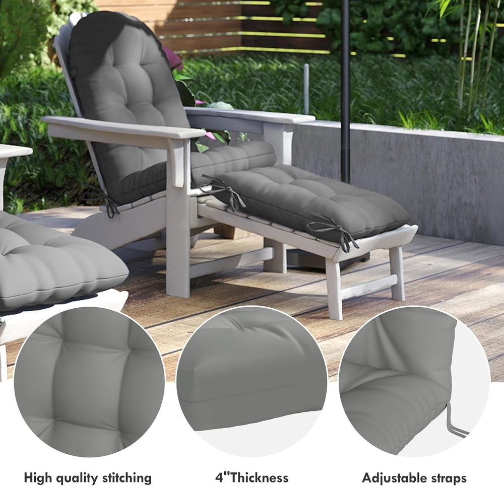 Adirondack Chair Cushion with Ottoman, Folding Adjustable Adirondack Seat Cus...