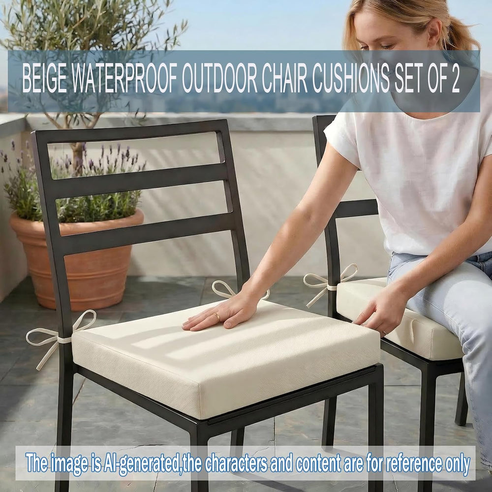Patio Chair Cushions Set of 2 Sponge Filling Replacement Waterproof Patio Cus...