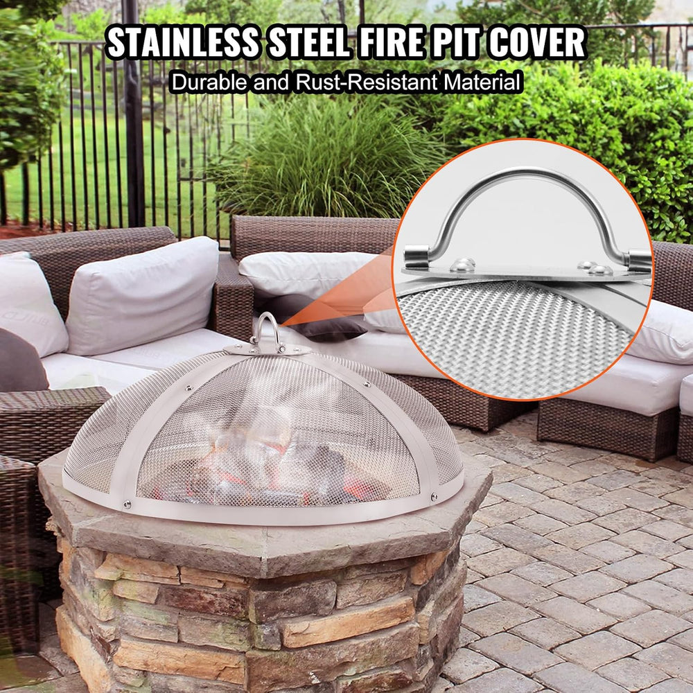 VEVOR Fire Pit Spark Screen Round 20", Reinforced Heavy Duty Steel Metal...