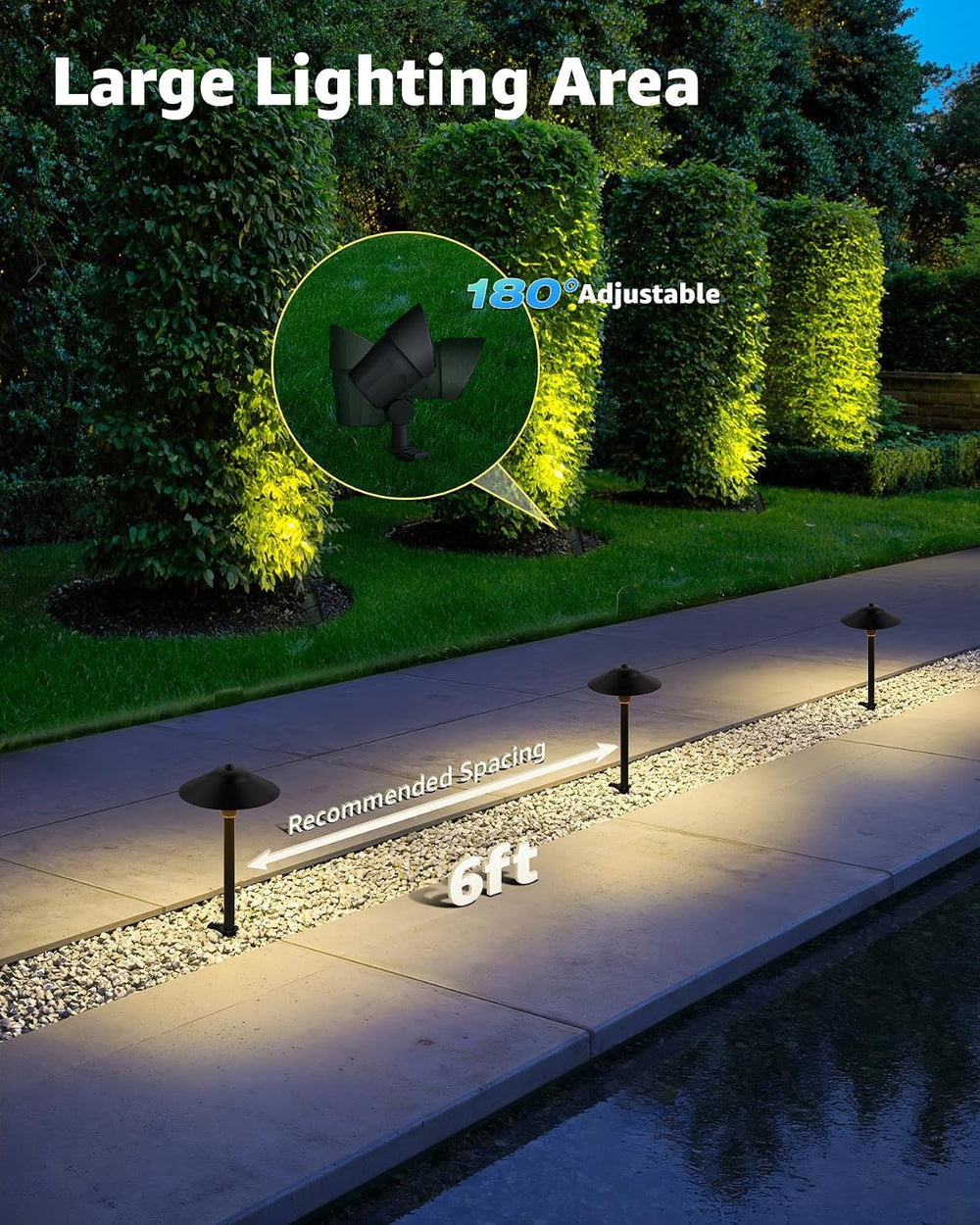 SUNVIE All-in-ONE Landscape Lighting Kit 6-Pack LED Outdoor Pathway Lights, 2...