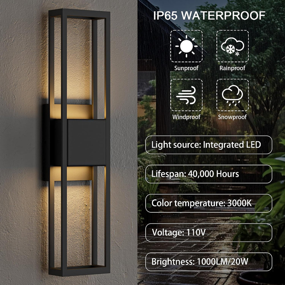 LamQee 27.5 Inch Modern Outdoor Wall Light 3000K 1000LM 20W Integrated LED, I...