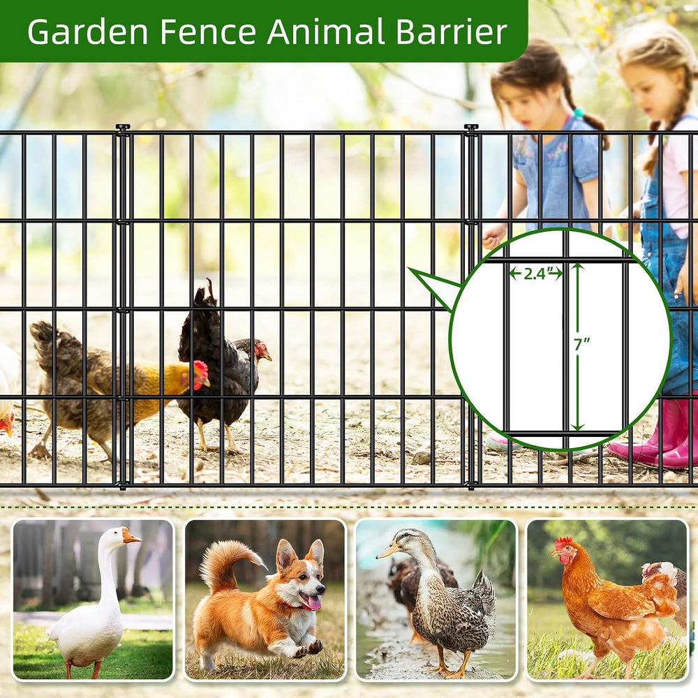 Metal Garden Fence 28 in x 35 ft, Outdoor Dog Fence with Stakes for Yard