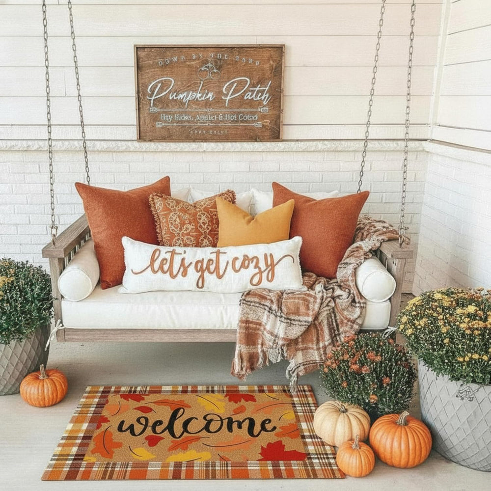 Drydiet 2 Pcs Coir Doormats Layered Welcome Mat, Fall Leaf