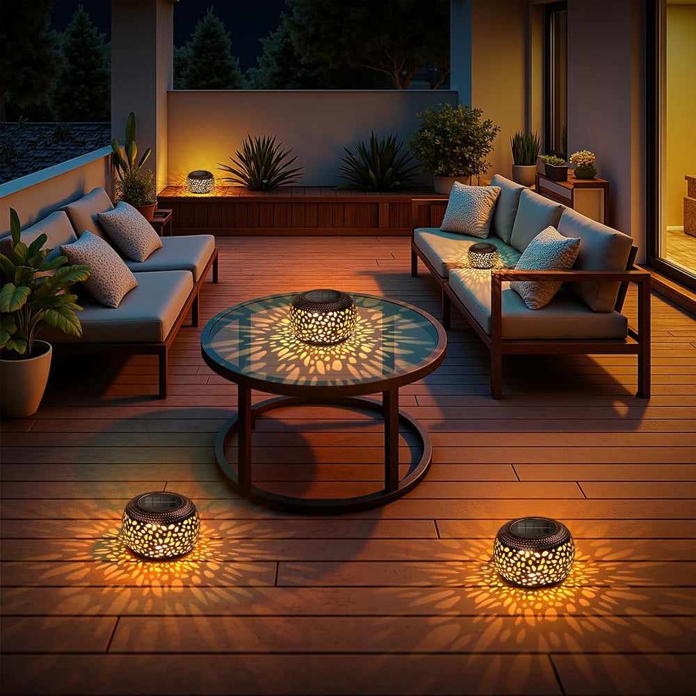 Solar Lanterns Outdoor Waterproof, 4 Pack Flower Petal Solar Garden Lights wi...