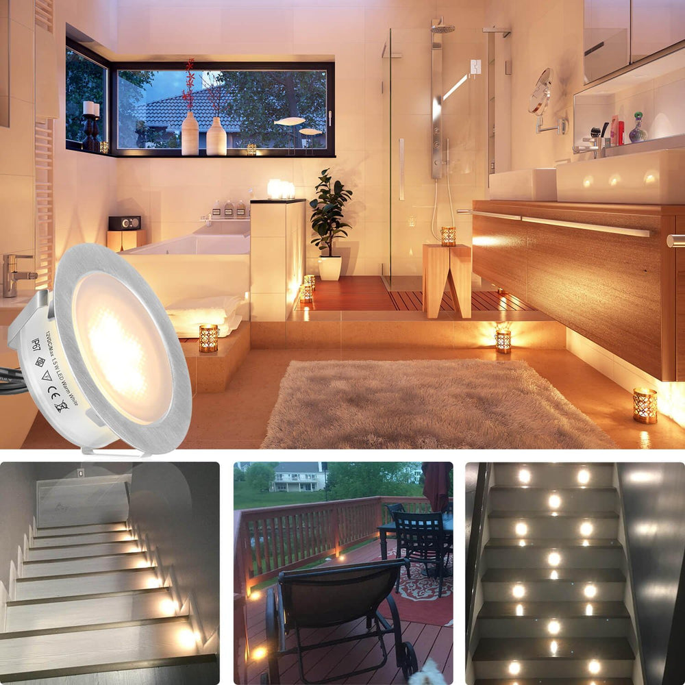 SMY Lighting Recessed LED Deck Lights Kits 6 Pack, (Upgrade Version) Deck Lig...