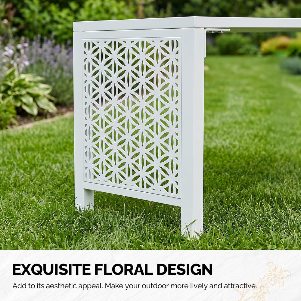 VINGLI 40in Outdoor Metal Bench, All-Weathe Backless Patio Bench with Slatted...