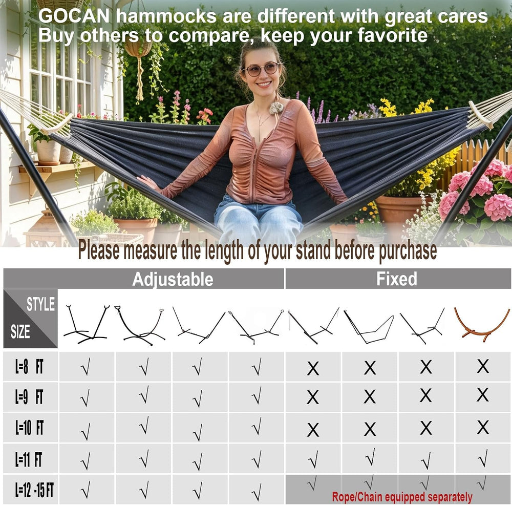 GOCAN Hammock with Bars Large Hammocks bedsize 220x150cm XXL
