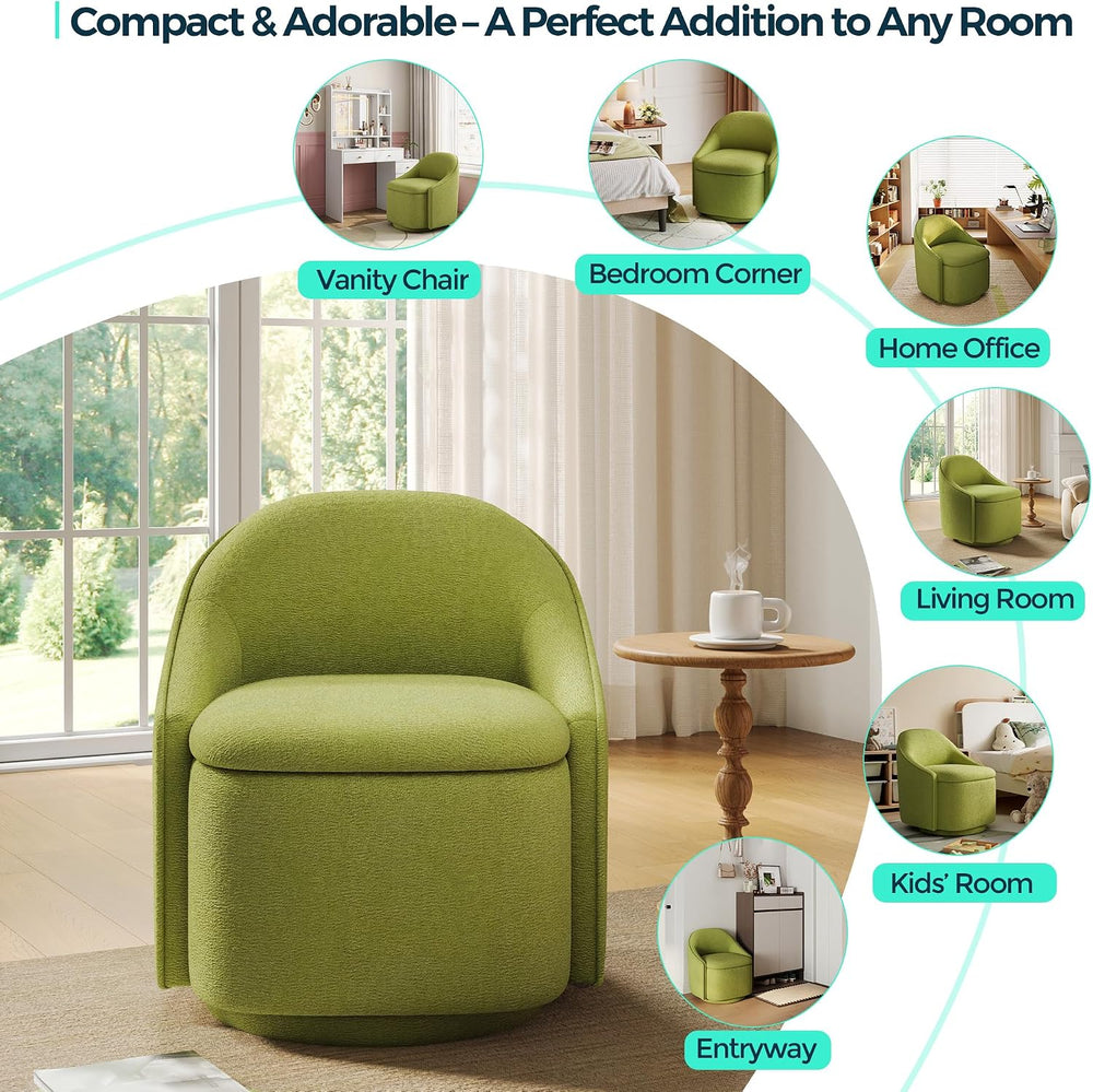 LINSY Swivel Accent Chair with Storage Comfy Chenille Barrel Chairs, Small 36...