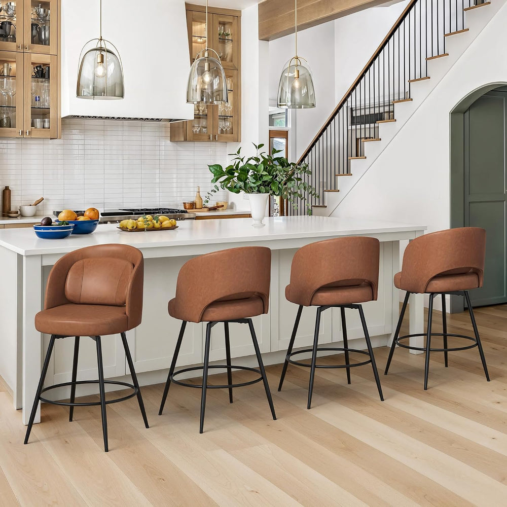 LUE BONA 26''H Swivel Bar Stools Set of 2, Counter Height Bar Stools ...