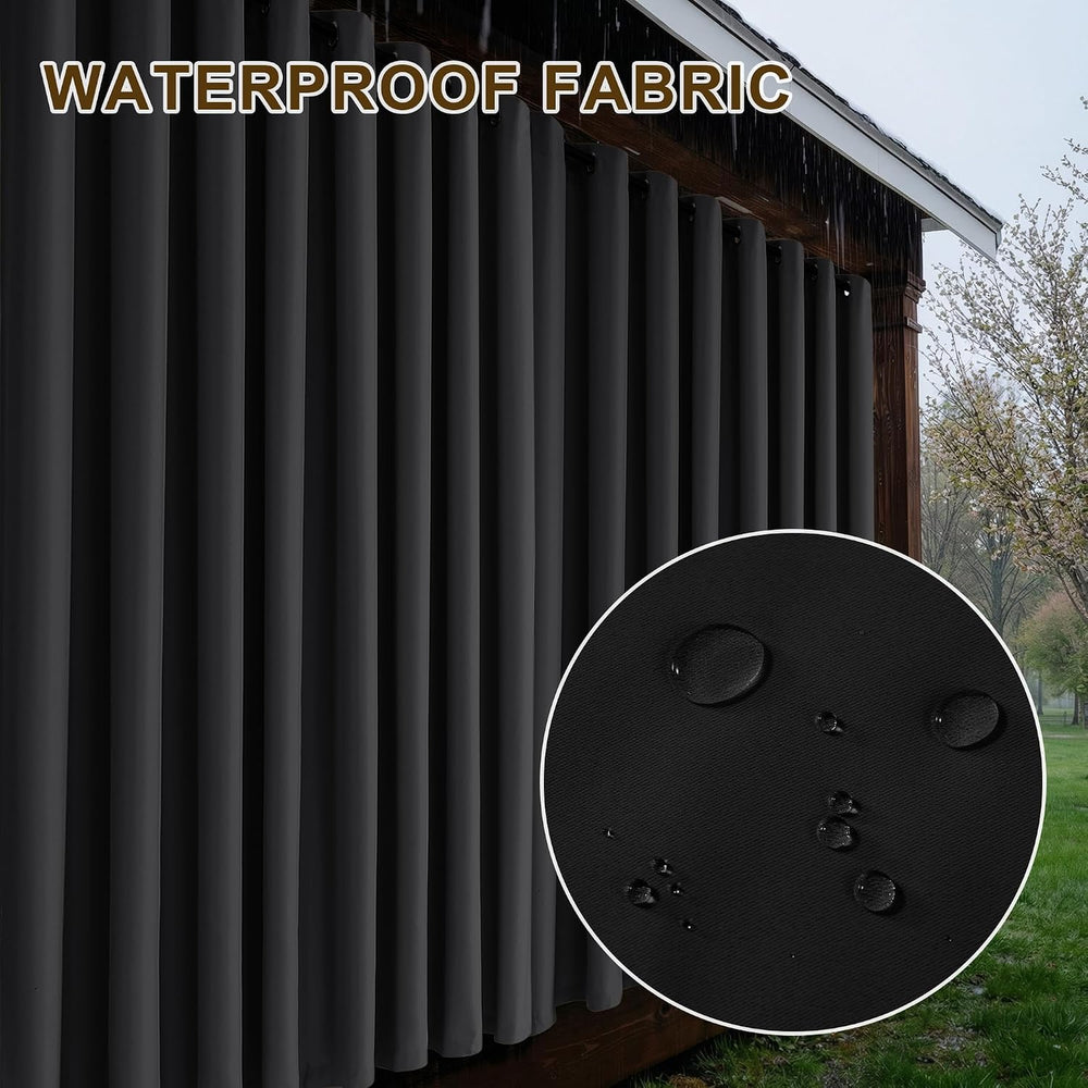 RYB HOME Fade-Resistant Outdoor Curtains for Patio Waterproof with Zipper