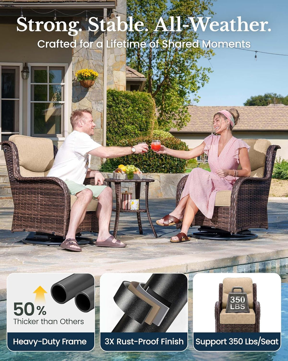 HILLGA 6-Piece Luxury Patio Furniture Set with 6" Thick Cushions