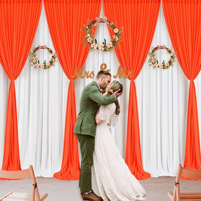 10 x 7 Feet Orange A Backdrop Curtain for Partie, Background Curtains for Pho...