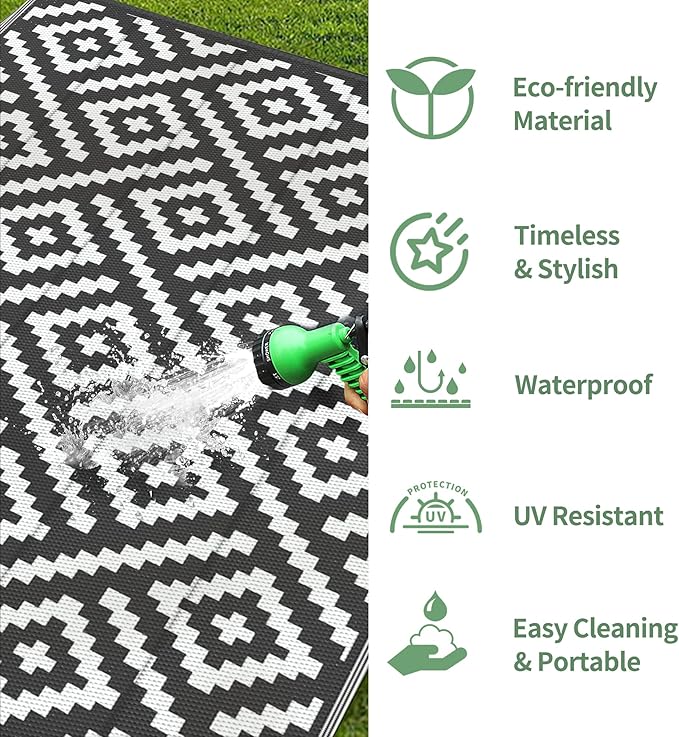 GENIMO 5x8 Outdoor Rug Waterproof, Reversible Mats, Outdoor Area Rug, Plastic...
