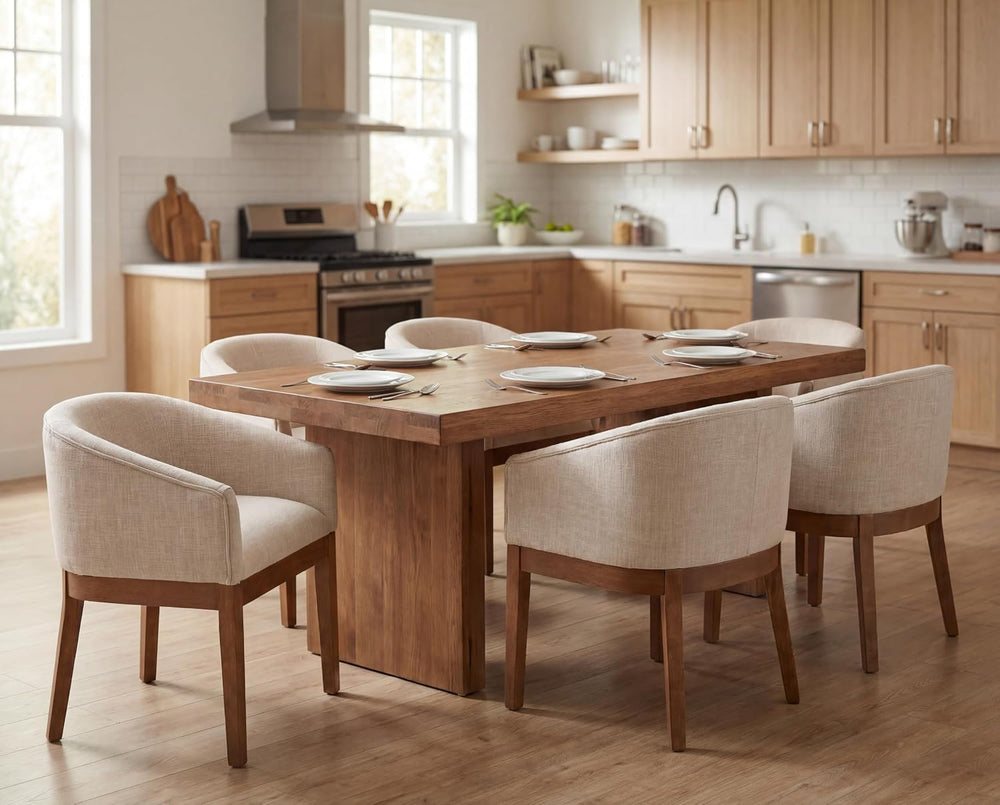 RIVOVA Dining Chairs Set of 6 Mid-Century Modern Dining Chairs, Linen Upholst...