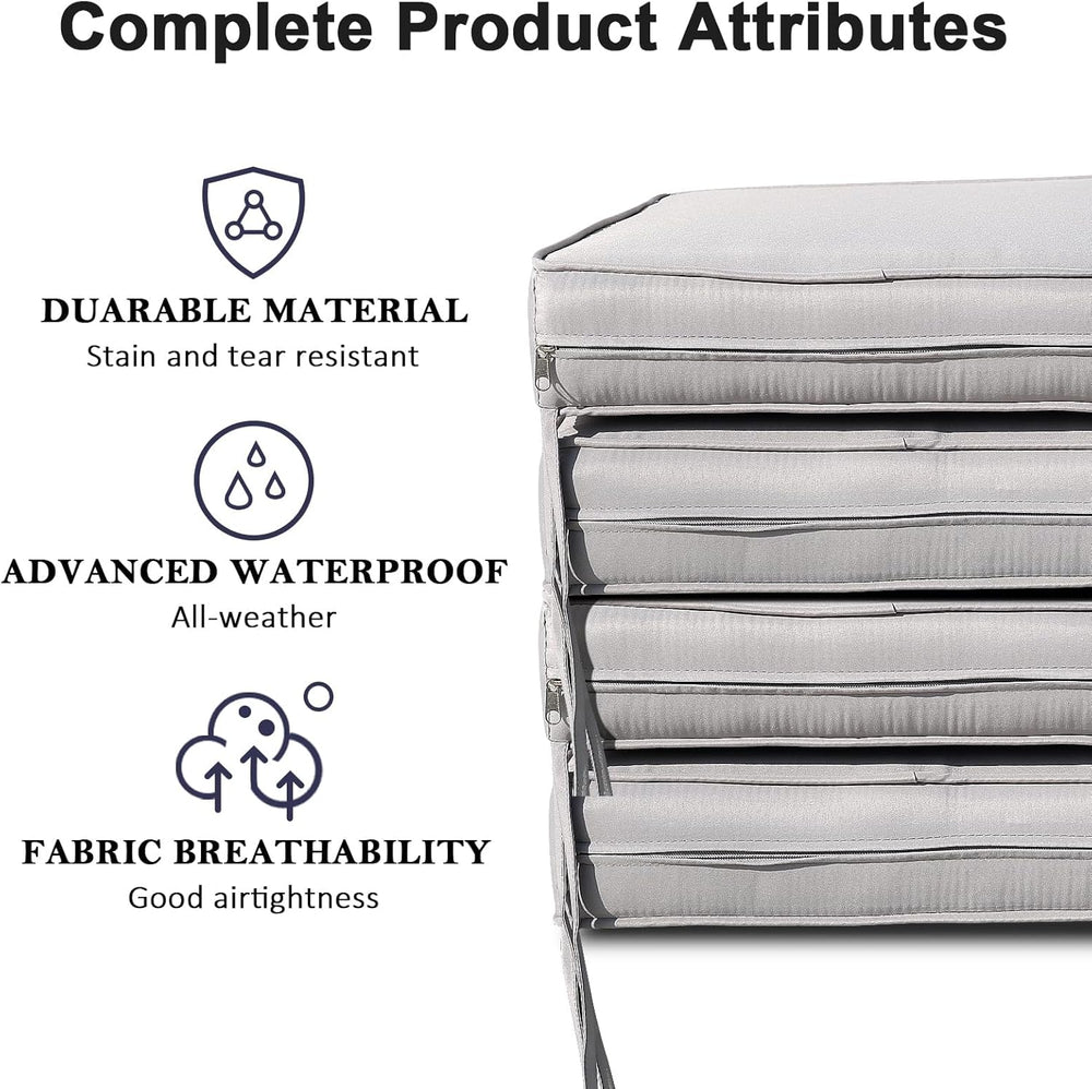 Outdoor Cushion Covers 4 Pack Waterproof&Fade Resistant Zipper Patio Furn...