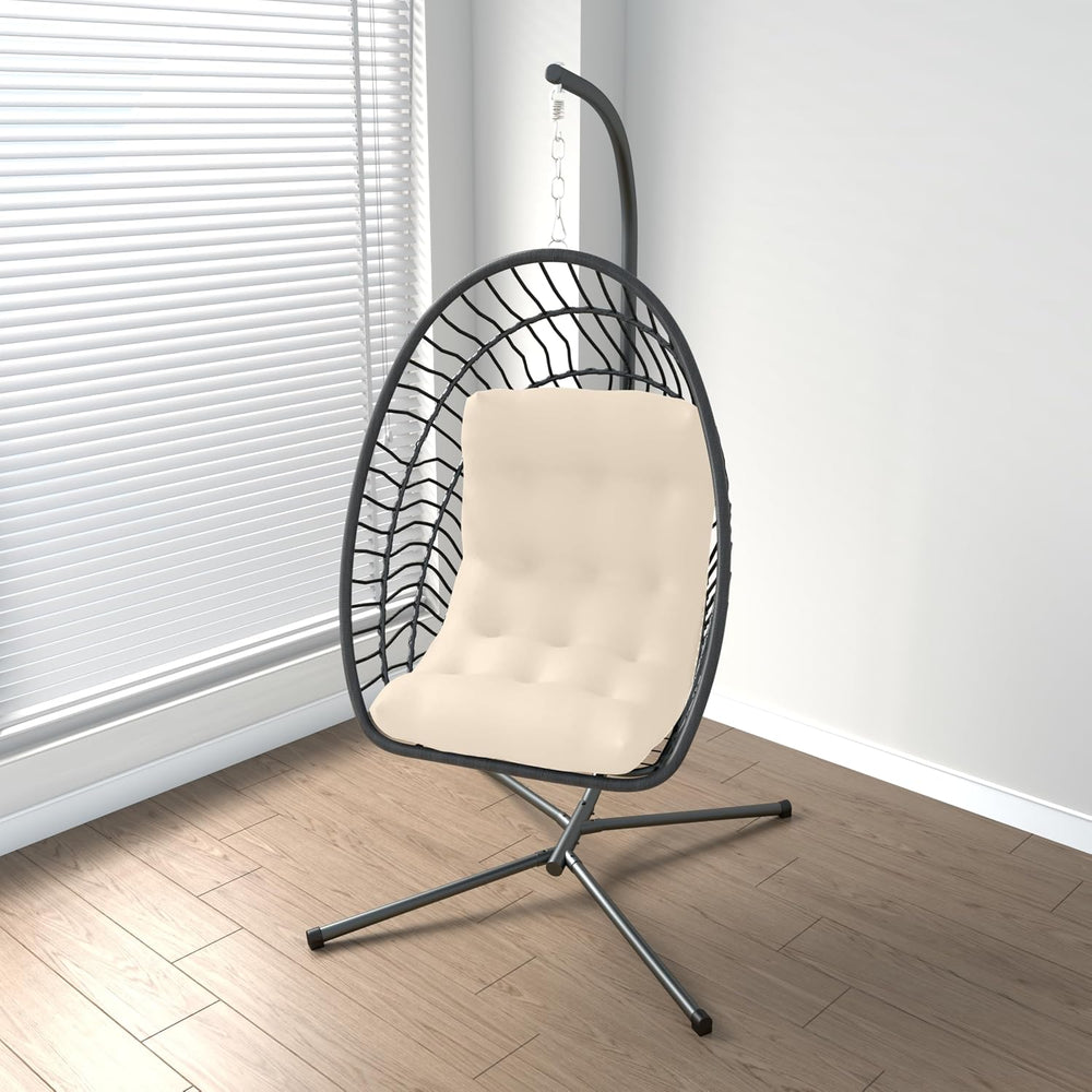 Kingdura Hanging Egg Chair with Stand Indoor Outdoor, Foldable Rattan Wicker ...