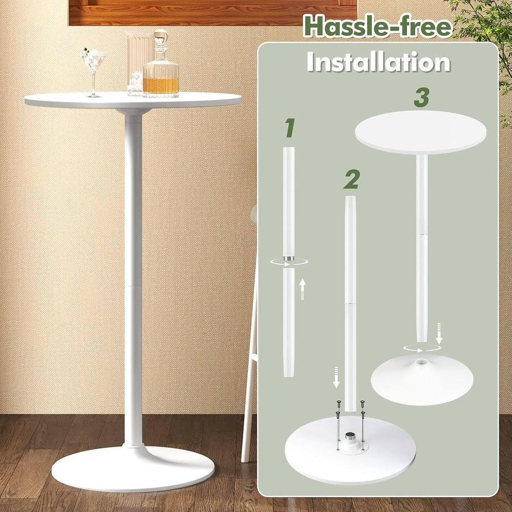 COSTWAY Round Bistro Table, Height Adjustable Bar Height Cocktail Table