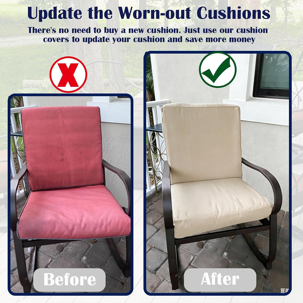 Patio Cushion Covers Replacement 24x24x4, 24x22x4, Tan, 4Pcs