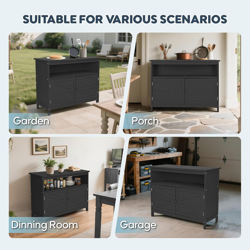 HIPS All-Weather Outdoor Storage Cabinet,Outdoor Sideboard with Magnetic Door...