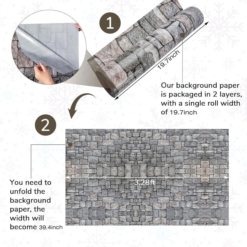 Jecery 164ft x 39.4in Stone Wall Tablecloth Roll, Halloween Party Decor
