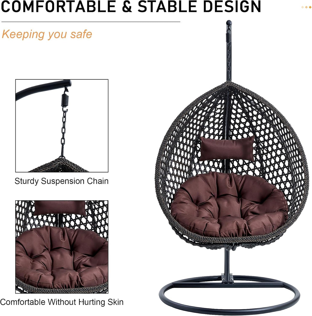 Egg Swing Chair Outdoor with Stand, Indoor Hanging Egg Chair
