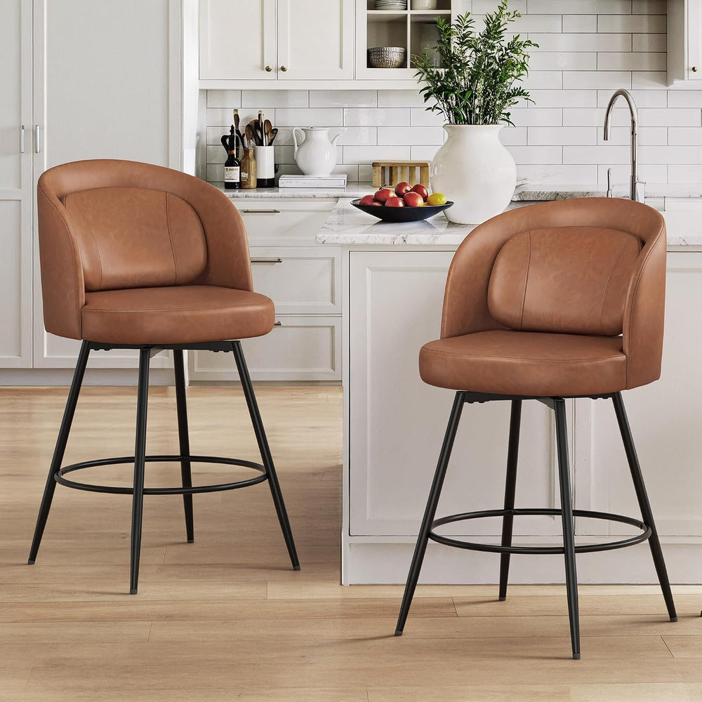 LUE BONA 26''H Swivel Bar Stools Set of 2, Counter Height Bar Stools ...