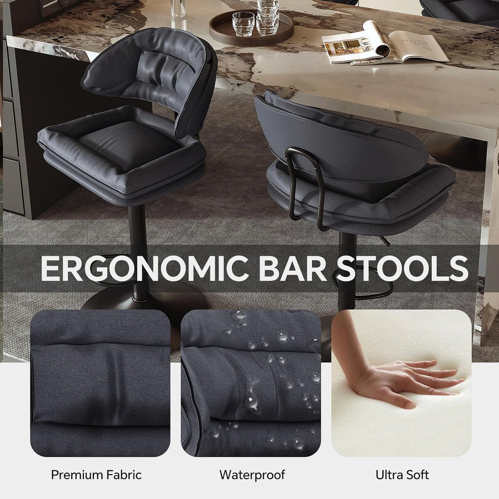 Nalupatio Modern Bar Stools Set of 2, Spacious Ergonomic Double-Layer Cushion...