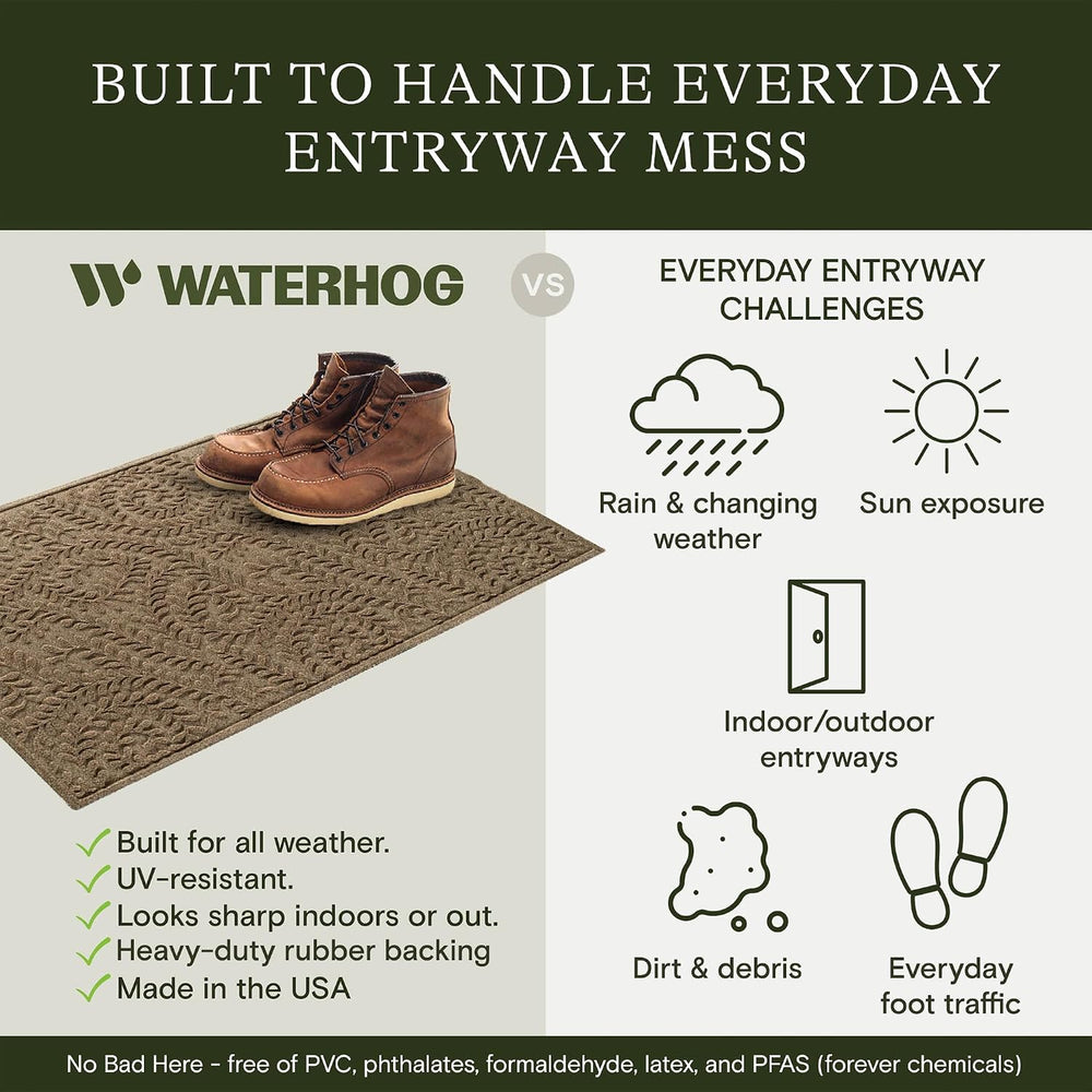 WaterHog Boxwood Front Door Mat Indoor Outdoor Entrance, All-Weather Mats