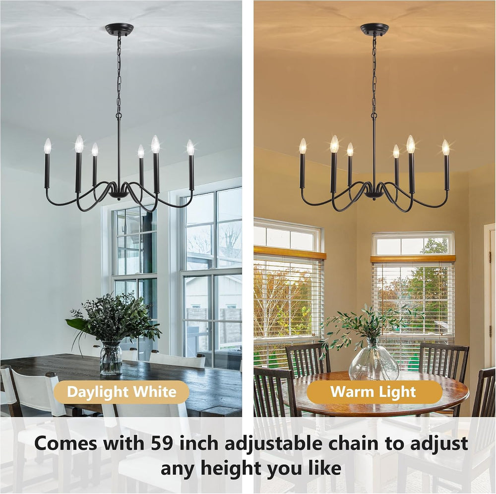 Black Chandelier- Modern Farmhouse Chandelier Dining Room Light Fixture