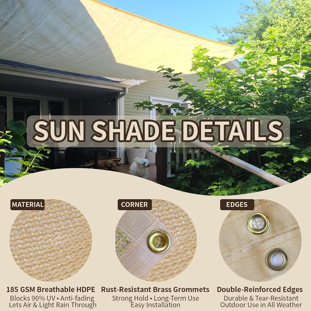 90% Shade Cloth with Grommets, 8x15FT Sun Shade Cloth, 200GSM Mesh Tarp