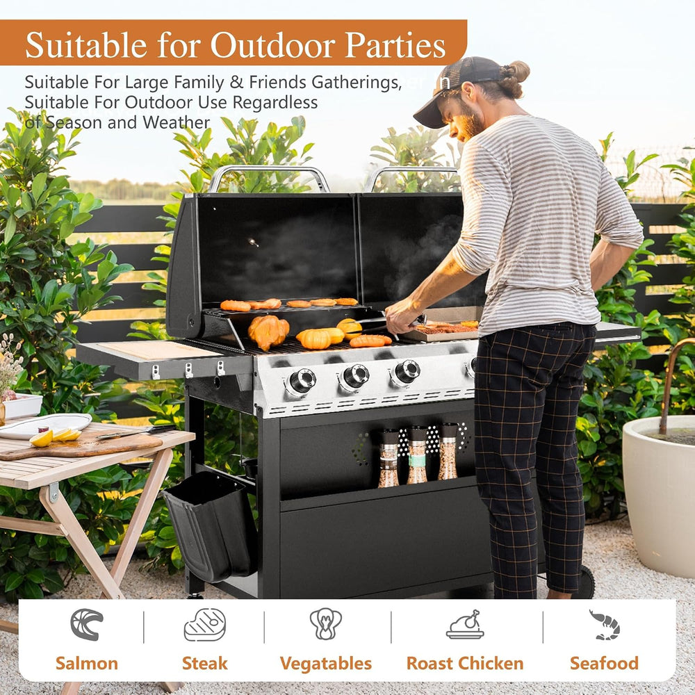 Sophia & William Propane Gas Grill and Griddle Combo, Dual Outdoor BBQ