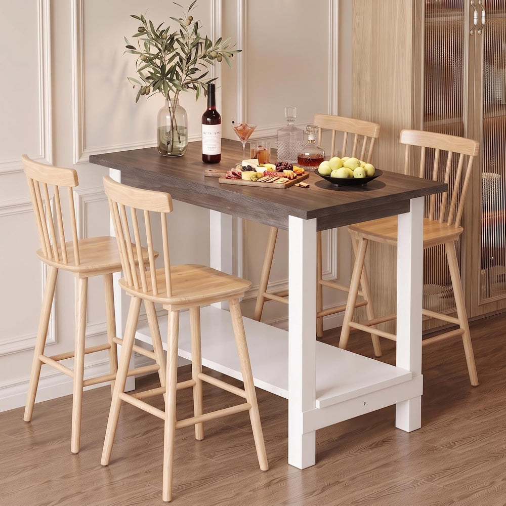 Windsor Bar Stools Set of 4, 26 Inch Counter Height Barstools Wooden Barstool...