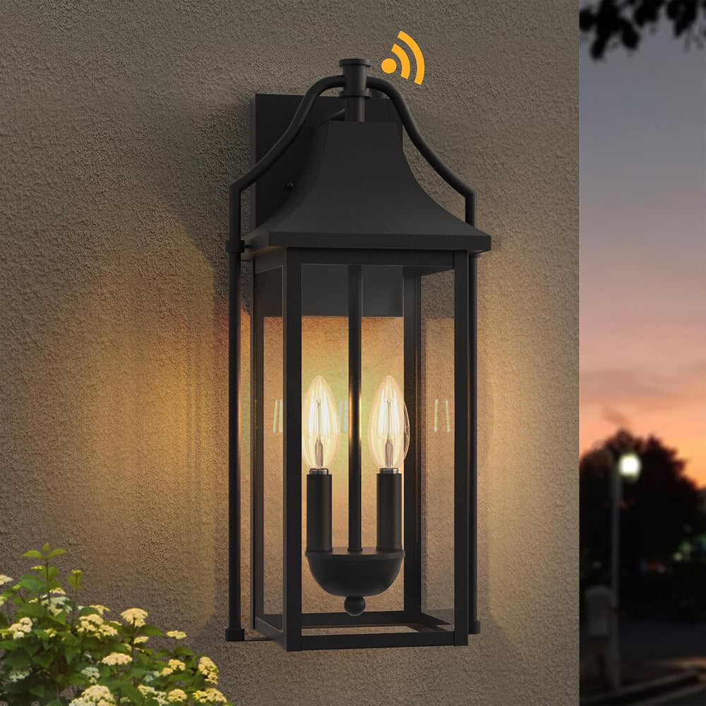 18IN Dusk to Dawn Outdoor Wall Sconce, 2-E12 Base Porch Light