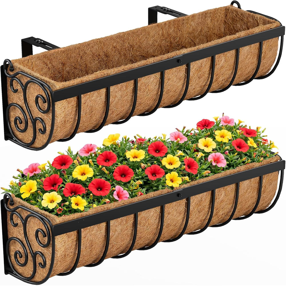 VOXOR Railing Planter Boxes, 24 Inch Window Boxes Planters, Balcony Planters ...