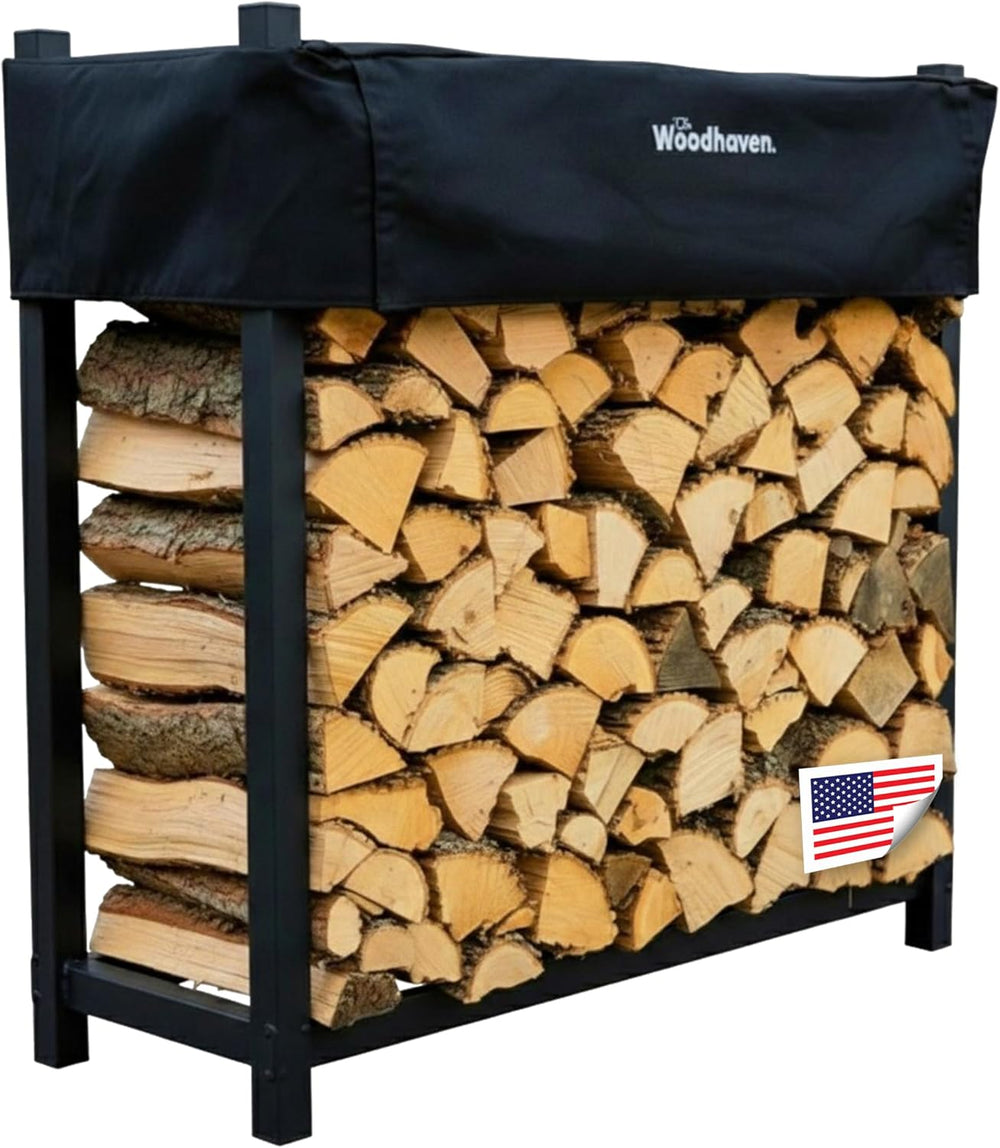 Woodhaven 3-Foot Firewood Rack – American Brand – ⅛ Plus Cord Raised Lumber S...