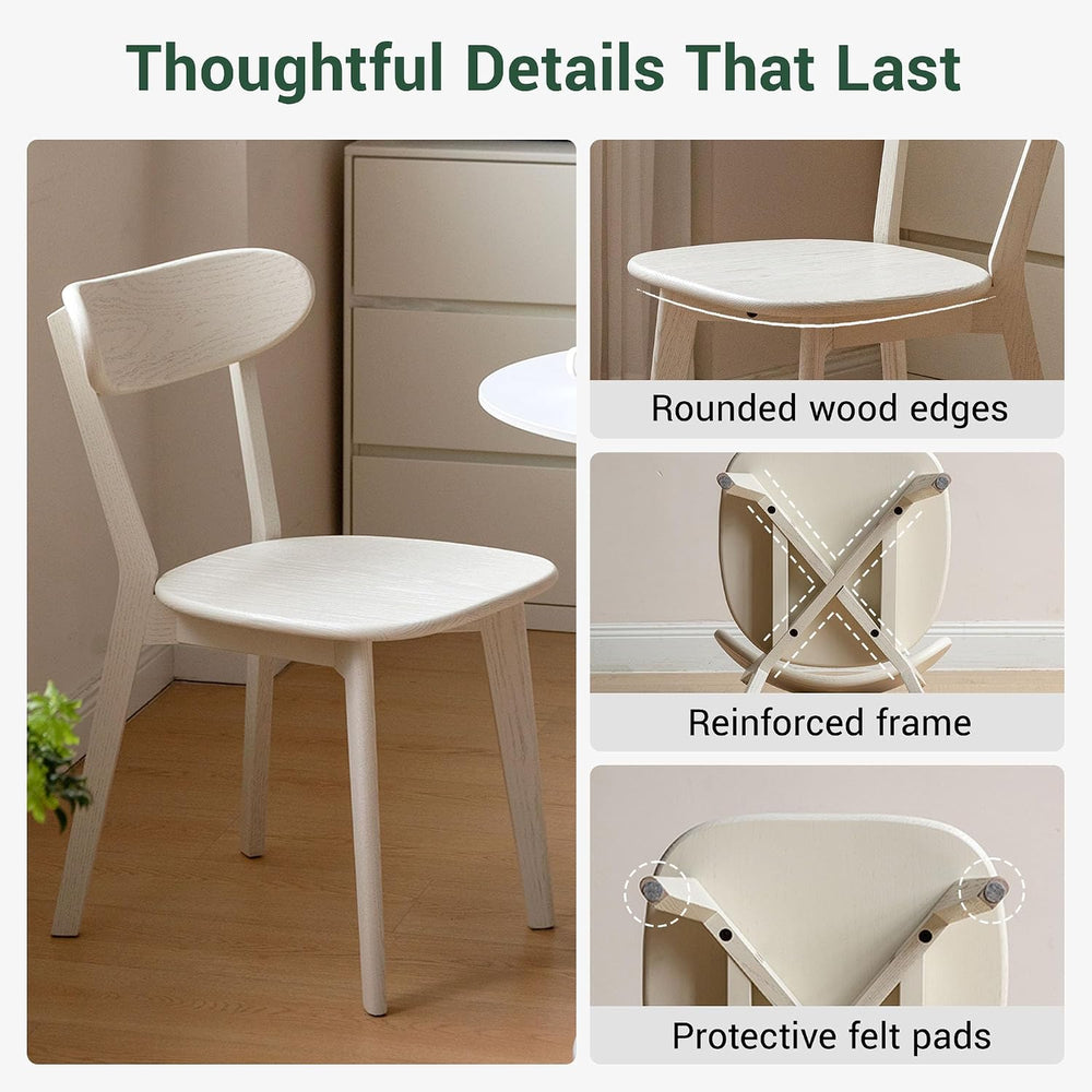 YESWOOD Oak Dining Chairs Set of 2, 100% Solid Wood Kitchen Chairs with Curve...