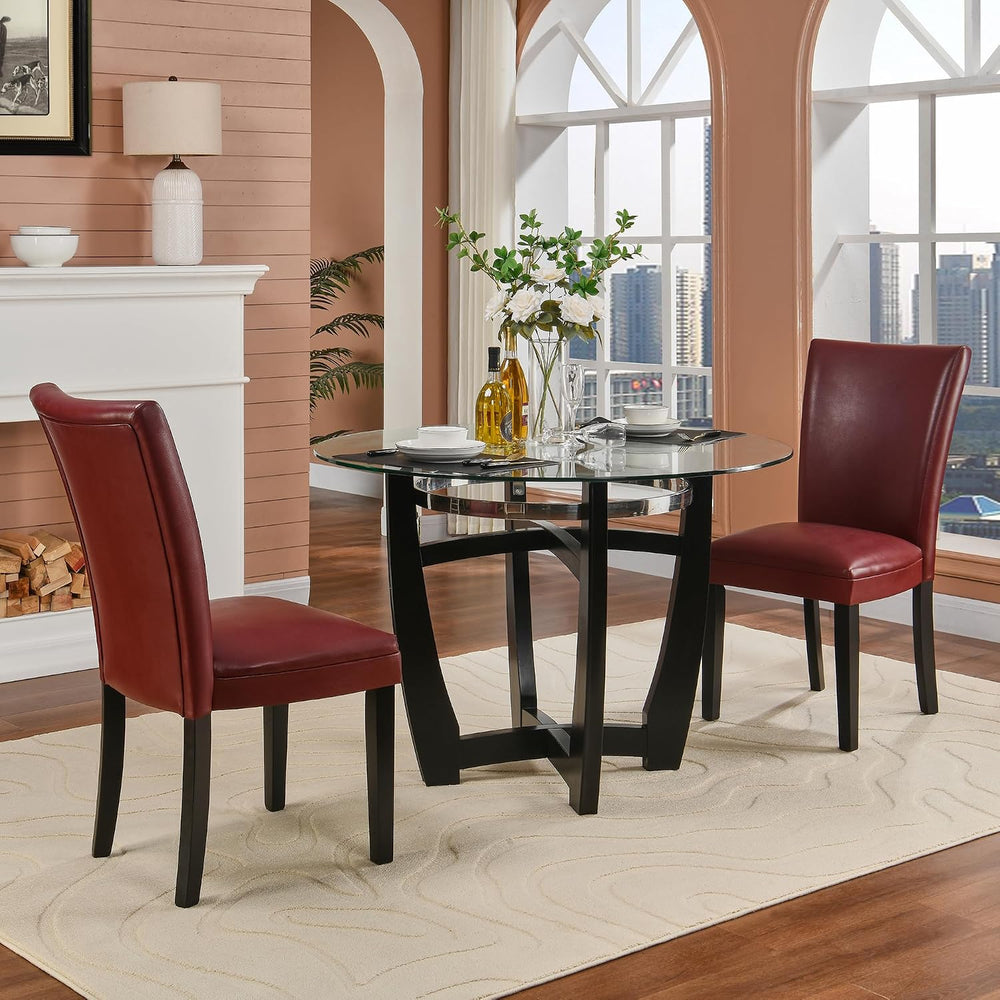 PADMA HOUSE 45" Inch Round Glass Top Dining Table with Solid Wood Base,1...