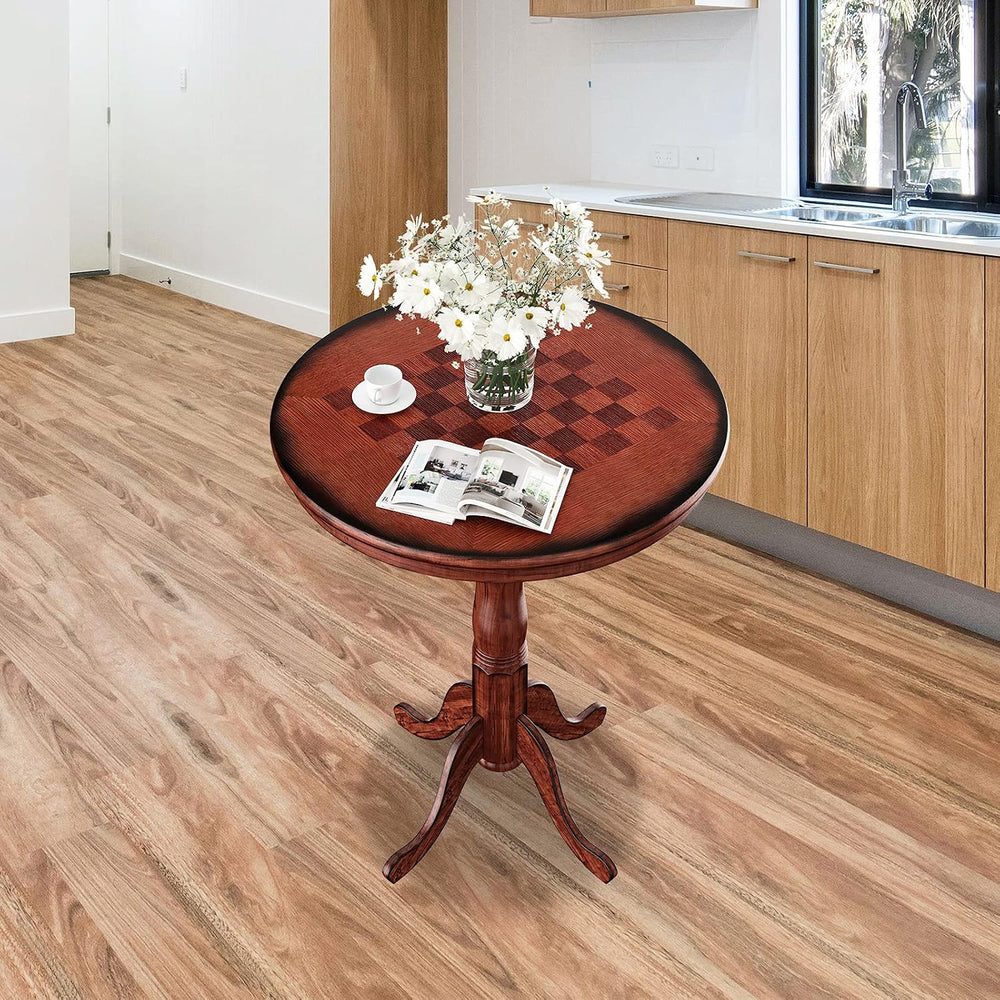 Giantex 3 Pcs Dining Table Set, Wooden Pub Pedestal Side Table with Stable Ba...