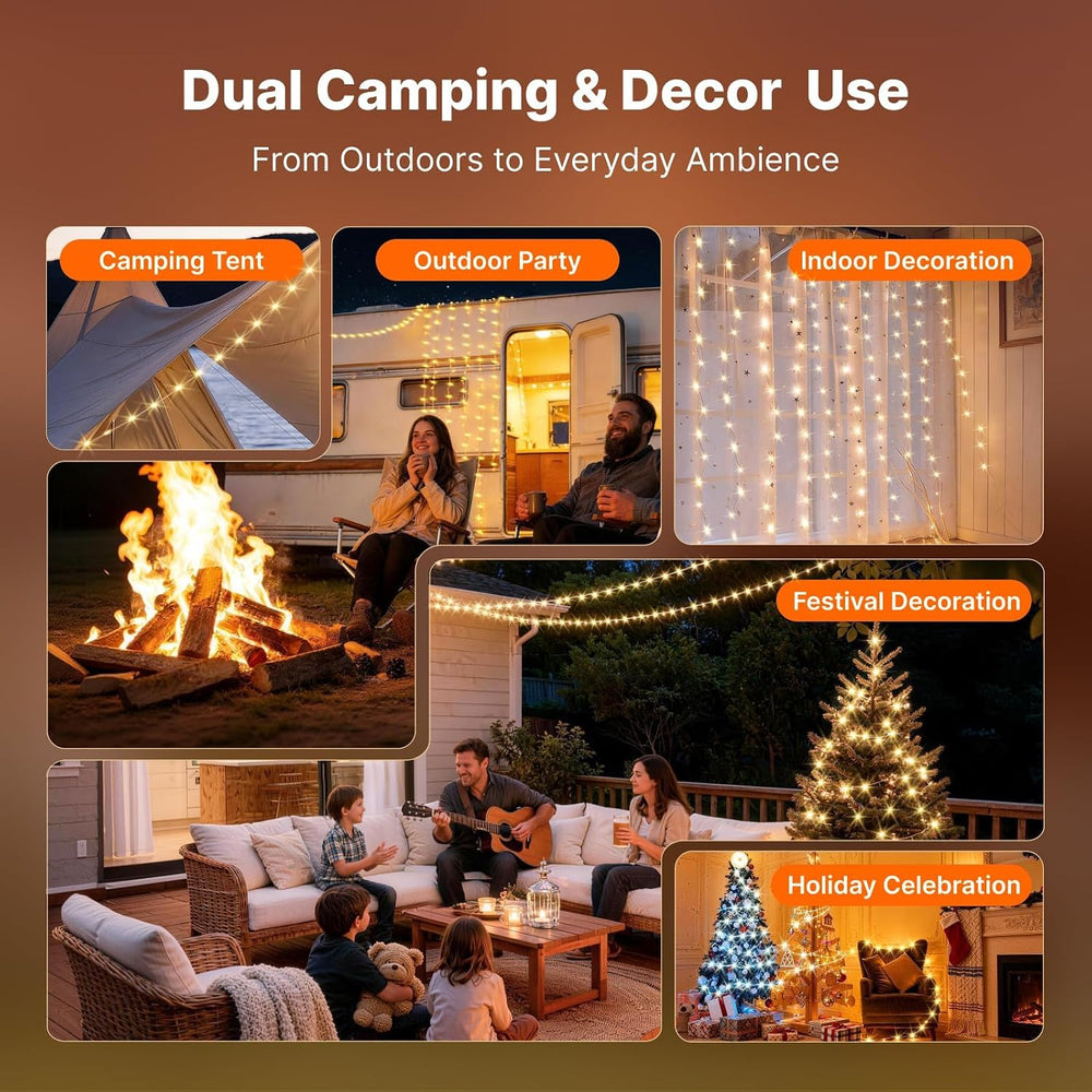 OGERY Solar Camping String Lights, 5400mAh/ 49.2FT/ 11 Modes Rechargeable
