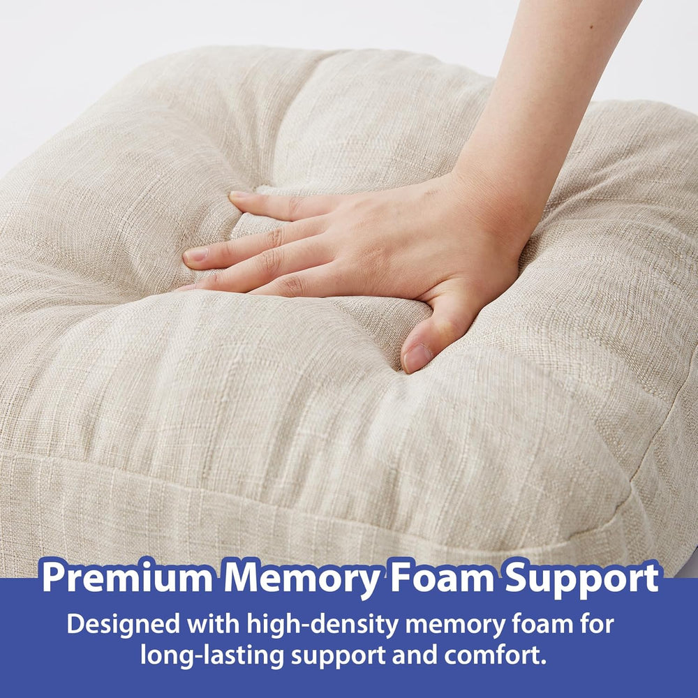 IASEAHK Memory Foam Dining Chair Cushions, Beige, 16.5"x16.5"x3.5&q...