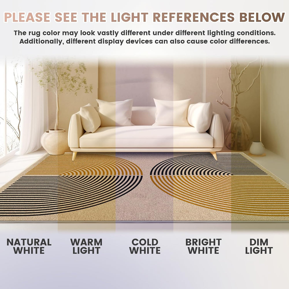 Washable 8x10 Rainbow Modern Woven Indoor Outdoor Area Rug for Living Room