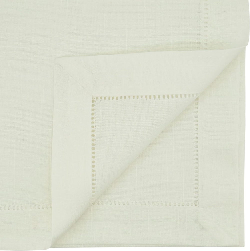 SARO LIFESTYLE Hemstitched Border Tablecloth, Ivory, 70"x140"