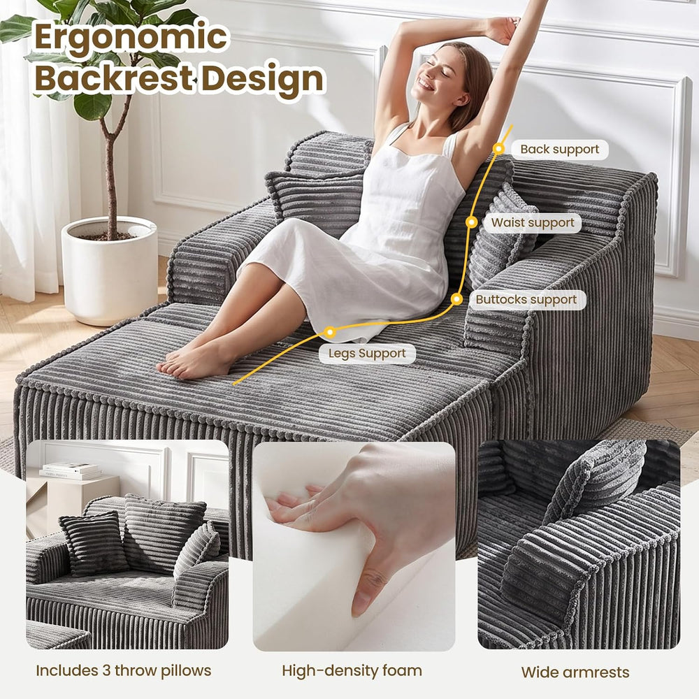 Chaise Lounge Chair Indoor,Oversized Boneless Chair Reading Chair,Comfy Bonel...